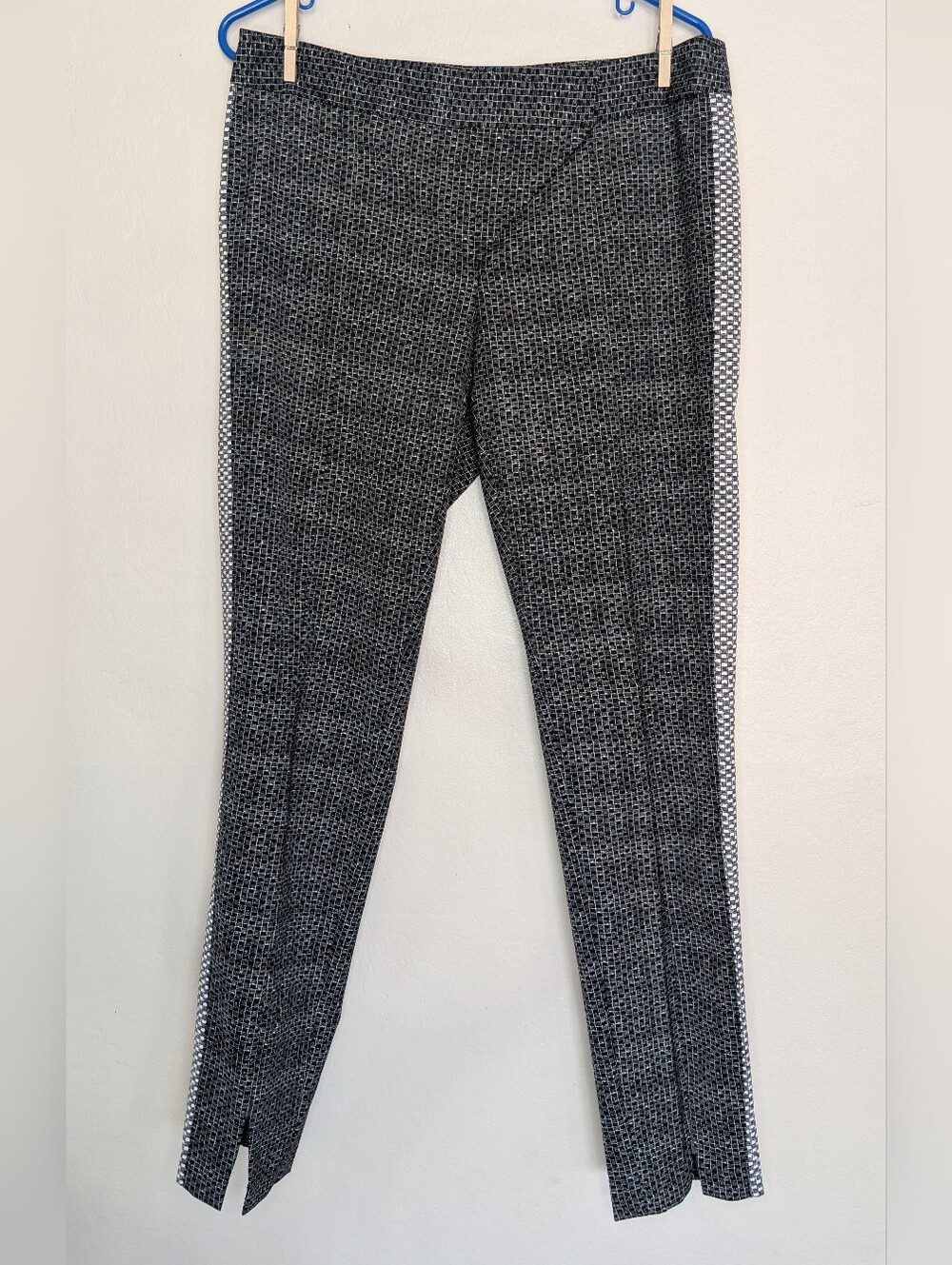 I Heart Ronson Black Textured Dress Pants with White Side Stripe